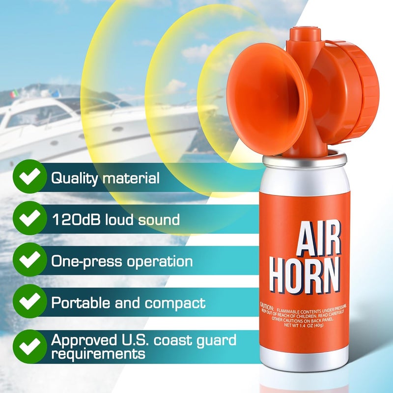 ElectricWise Air Horn 1.4oz, 122dB Loud Air Horns for Safety, Heard Up to 1/2 Mile Away, Small Boat Marine Horn Can, Meet US Coast Guard, Emergency Use for Marine Boating - Image 5